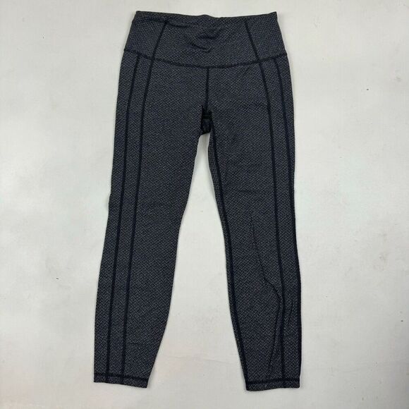 ATHLETA Geometric Power Up 7/8 Leggings Sz M Black Gray Stretch Fabric 349682 - Picture 2 of 6